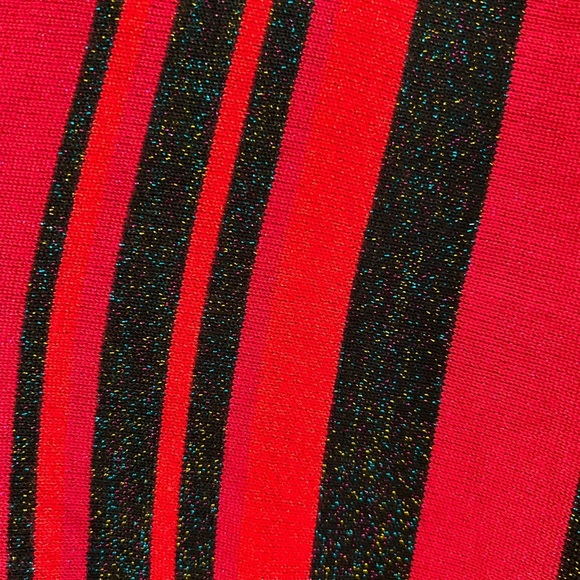 JOSEPH A.Womens Red Black Sweater Small Striped Shimmer Eyelet Casual Festive - Picture 6 of 17